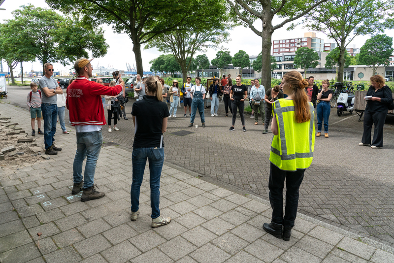 volunteers plant a façade garden